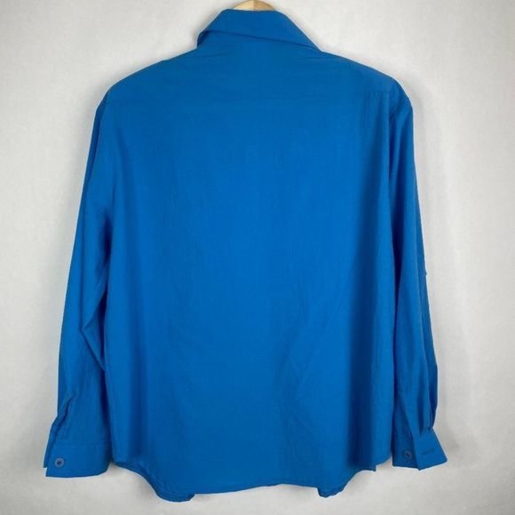 Vintage Rai Gees?Girl Comic Polyester?Button Down Pocket Shirt Blue - Picture 4 of 4